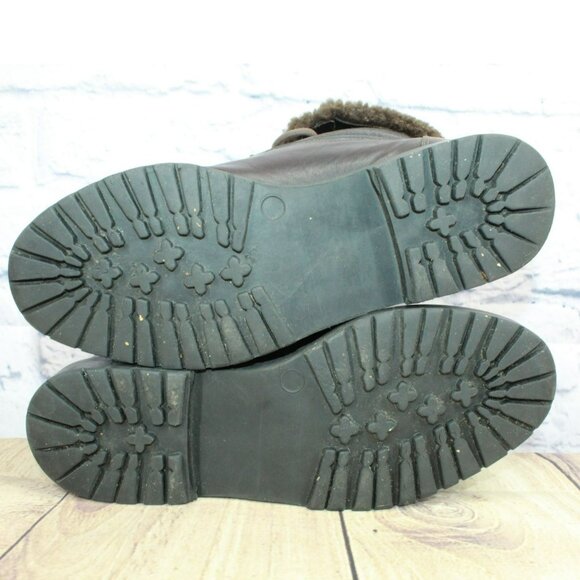 *Santana Brown Leather Lace Up Fur Cuff Paddock Ankle Boots Size 10.5 Inches - Picture 9 of 9